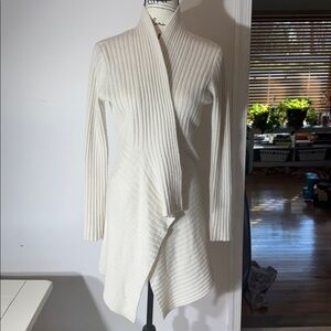 Cream Ribbed Open Cashmere Blend Cardigan